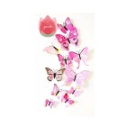 3D butterflies with magnet, house or event decorations, set of 12 pieces, pink color